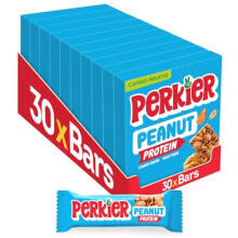 Perkier Peanut Bars (30 Bars), Vegan, Gluten Free, Protein, High Fibre, Lower Sugar Snack, Natural Ingredients, Lower Calorie, Healthy, No Palm Oil,