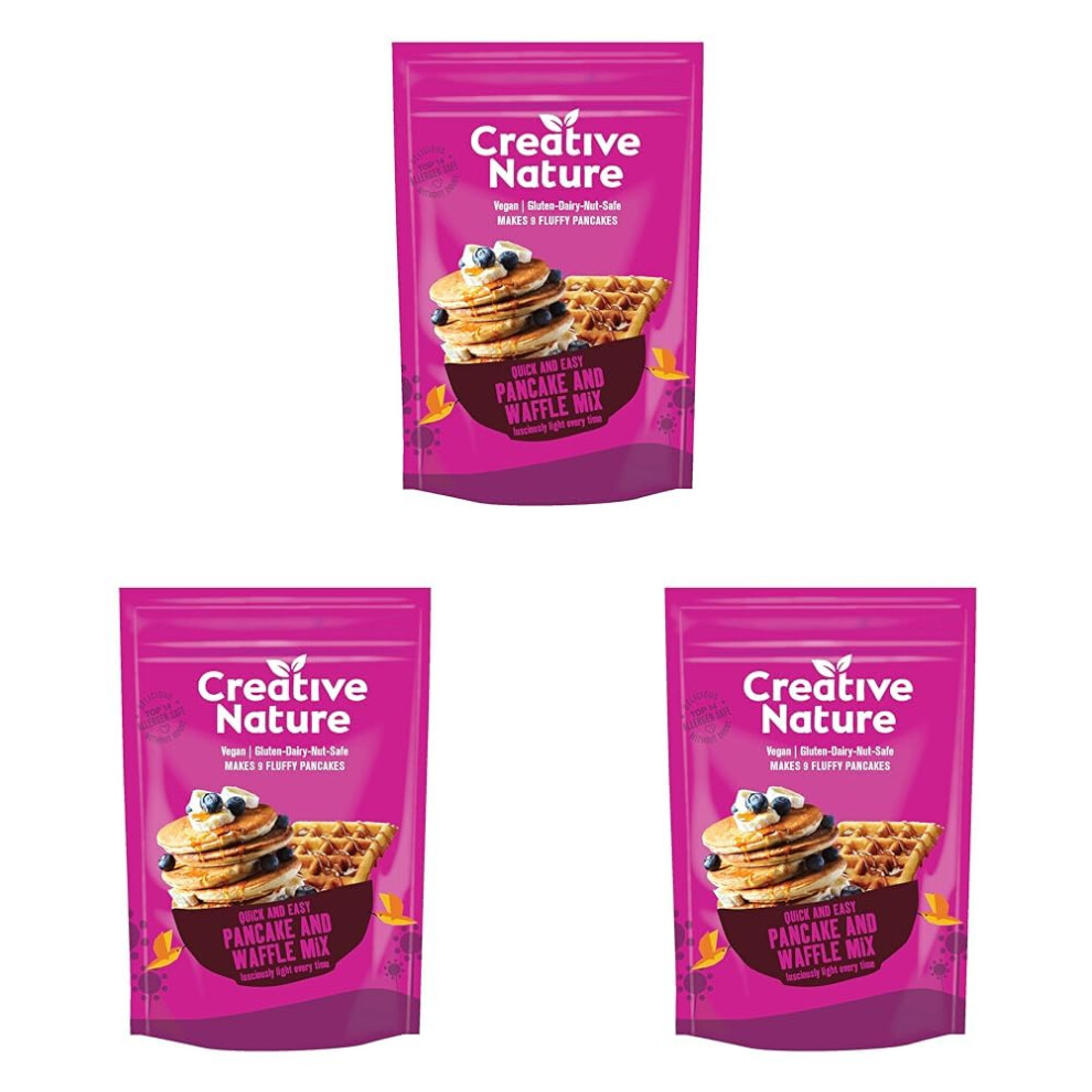 Creative Nature Gluten Free Pancake & Waffle Mix | Vegan & Free From | Gluten Free, Nut Free, Dairy Free & 100% Allergen Free | 266G (Pack Of 3)