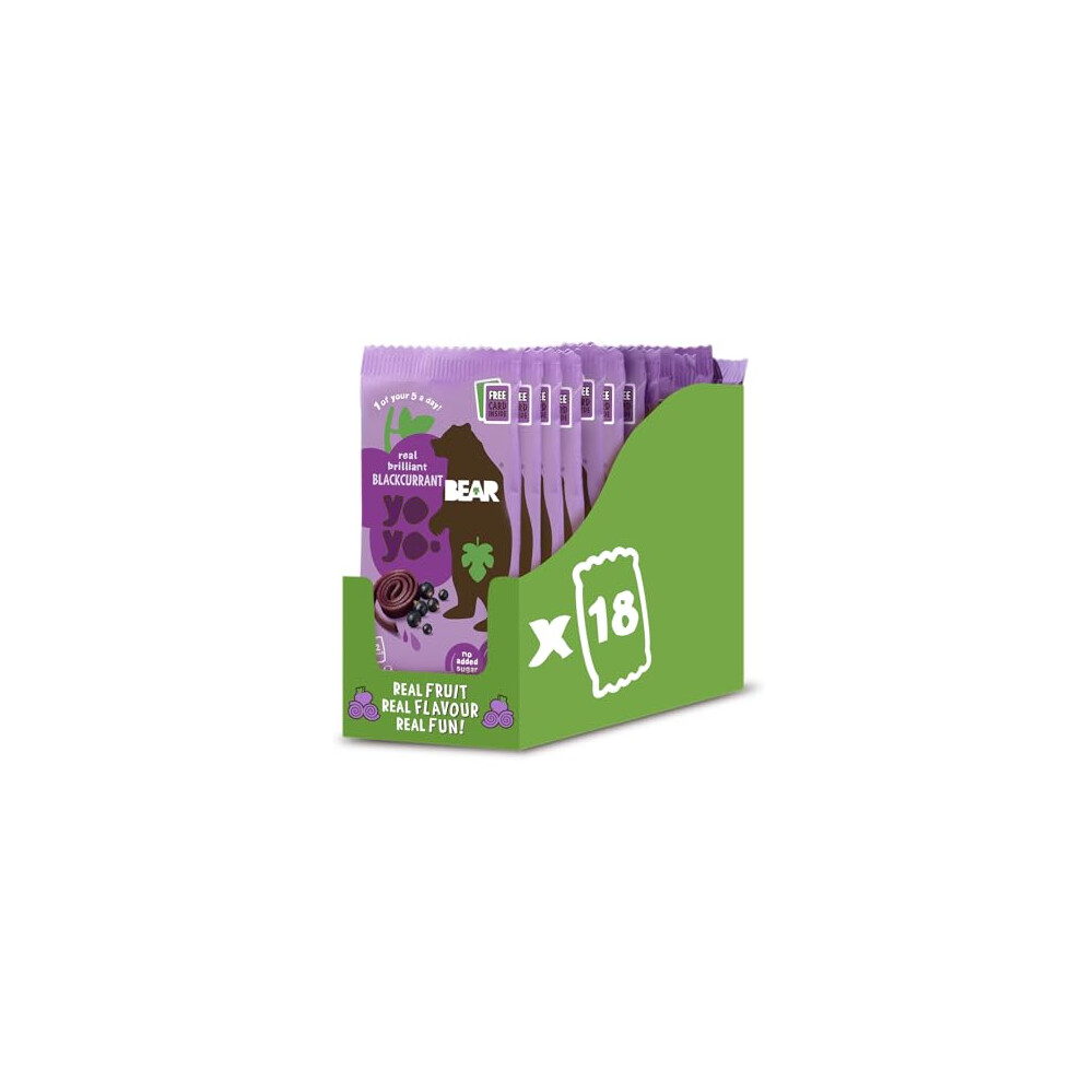 Bear Blackcurrant Yoyos - Dried Fruit Rolls - Healthy - Vegan - 20G (18 Packs)