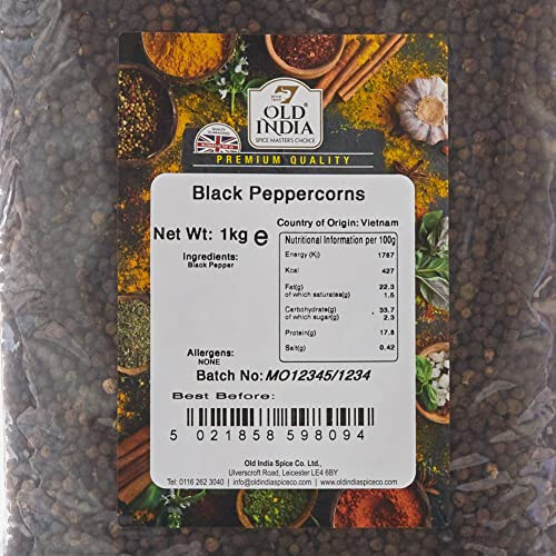 Old India Black Peppercorns 1kg 1