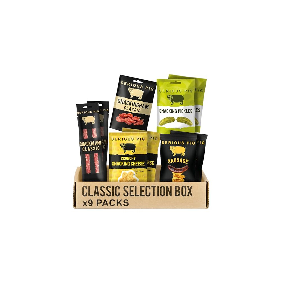 Serious Pig Classic Selection Gift Box With Cheese Crisps, Salami Snacks, Pickles & More Gourmet Hamper