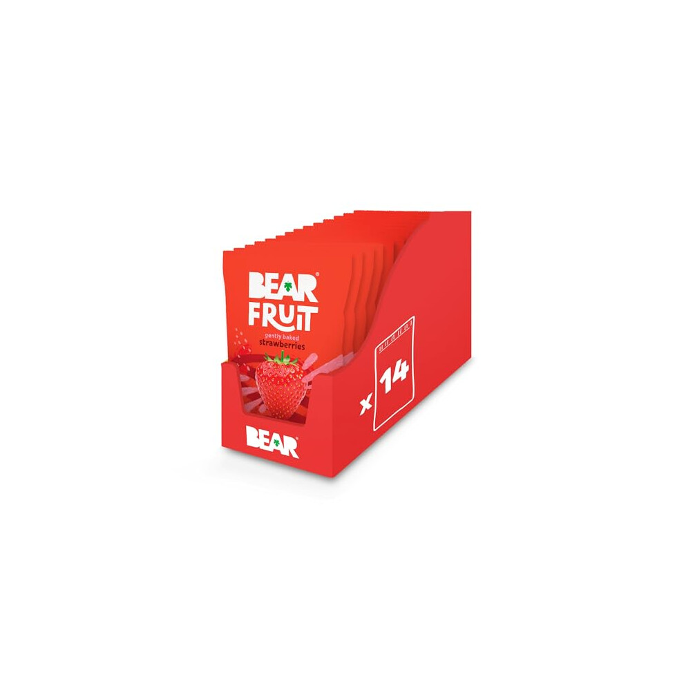 Bear Fruit Dried Strawberry Packs - Gently Baked Fruit - Healthy - Vegan - 14 X 35G
