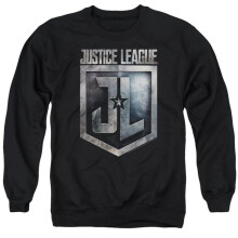 Trevco Sportswear JLM100-AS-4 Justice League Movie Shield Logo Adult Crewneck Sweatshirt, Black - Extra Large