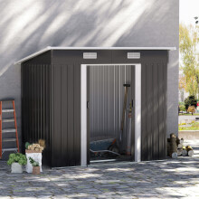 Outsunny 7 x 4ft Outdoor Garden Storage Shed for Backyard Patio Black