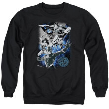 Trevco Sportswear JLA139-AS-3 JLA Galactic Attack Nebula Adult Crewneck Sweatshirt, Black - Large