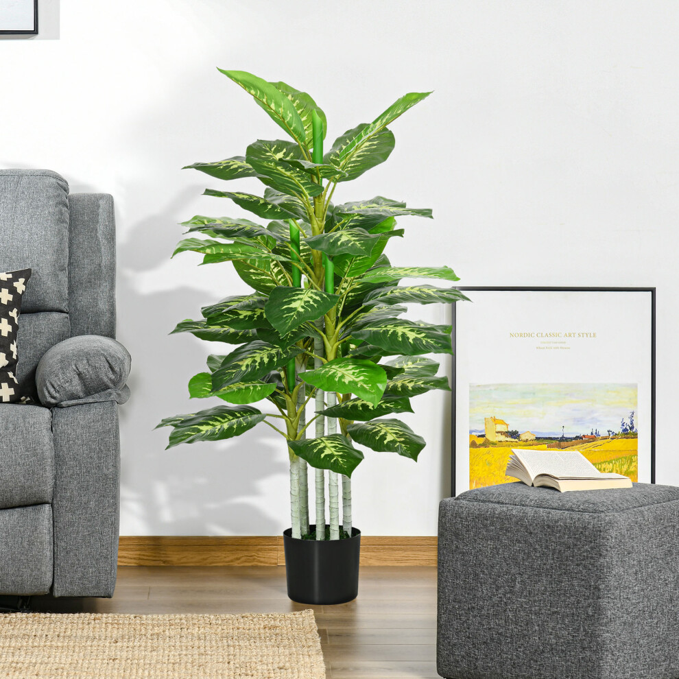 HOMCOM Artificial Evergreen Tree Fake Plant in Pot Indoor Decor