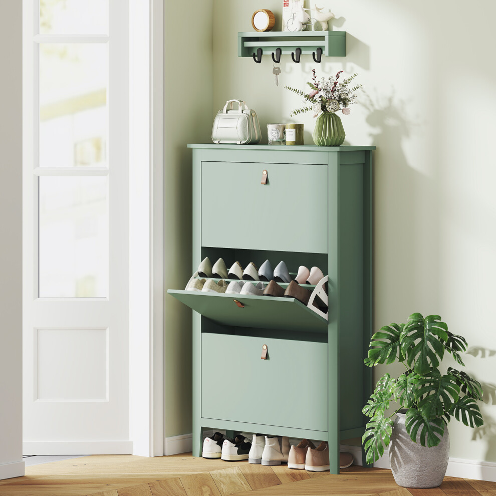 Bobobiy Men's Green Modern Three-Drawer Shoe Cabinet - Image 8