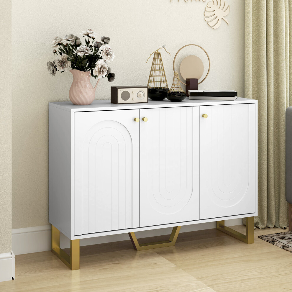 HOMCOM Sideboard with Adjustable Shelves & Doors for Living Room, White