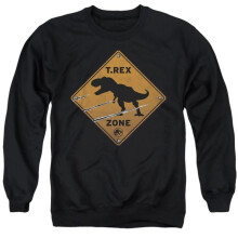 Trevco Sportswear UNI2247-AS-3 Jurassic World Trex Zone Adult Crewneck Sweatshirt, Black - Large