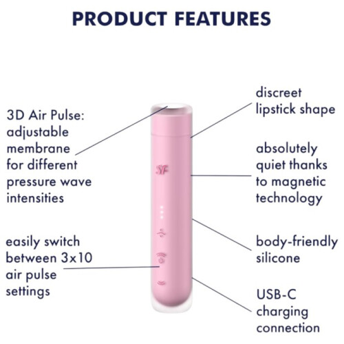 SATISFYER AIR PULSE - SATISFYER - STIMULATEUR DE CLITORIS FIRST KISS WAVE GARNET 2
