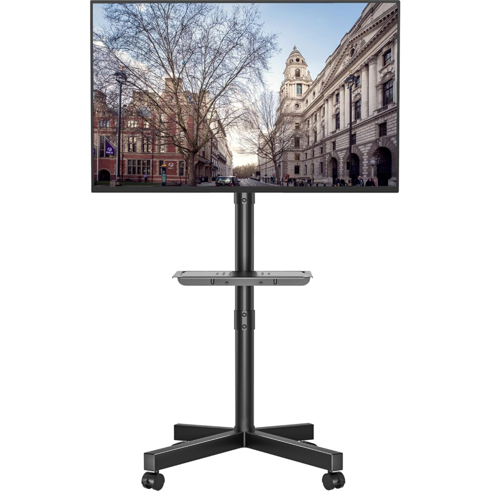 Mobile TV Stand with Wheels, Tilt Rolling TV Stand