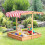 Outsunny Outsunny Kids Wooden Sandbox Sand Pit Height Adjustable with Canopy Basins 1