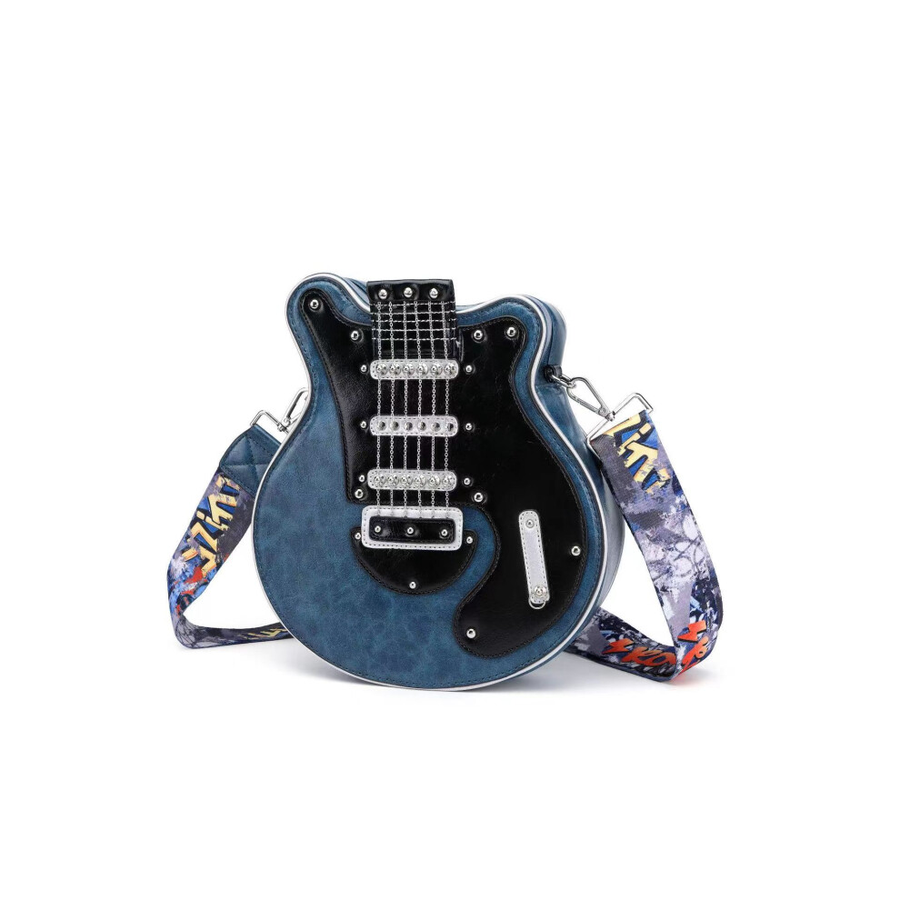 (Navy blue) Women's bag shoulder bag guitar style handmade women's bag