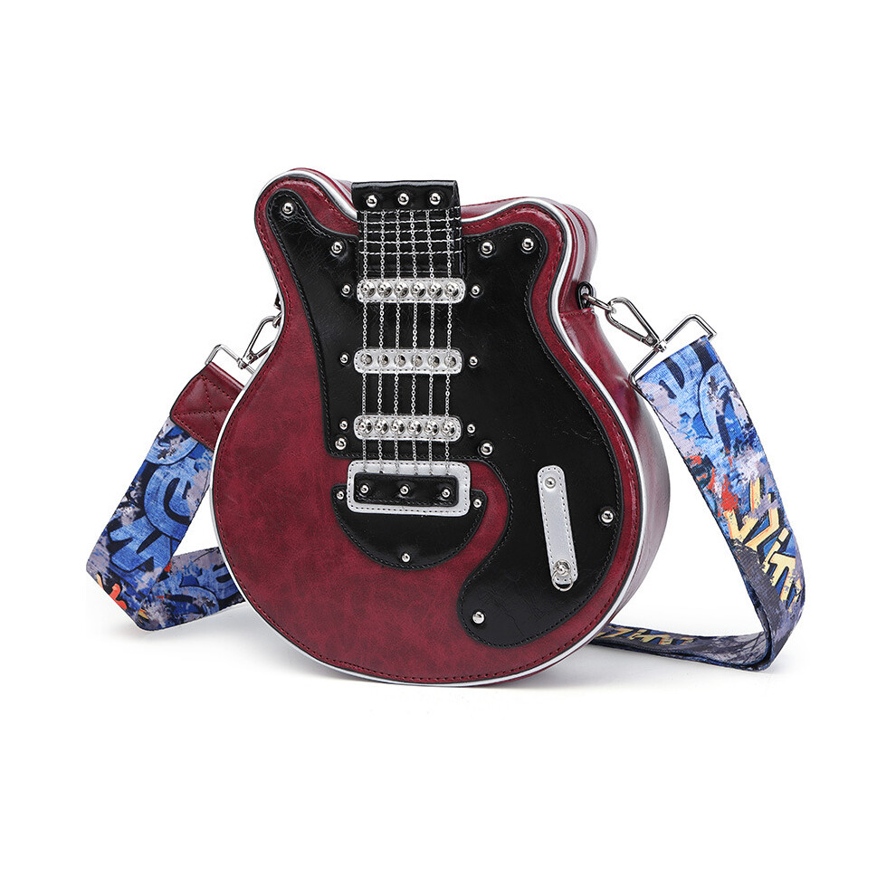 (Claret) Women's bag shoulder bag guitar style handmade women's bag