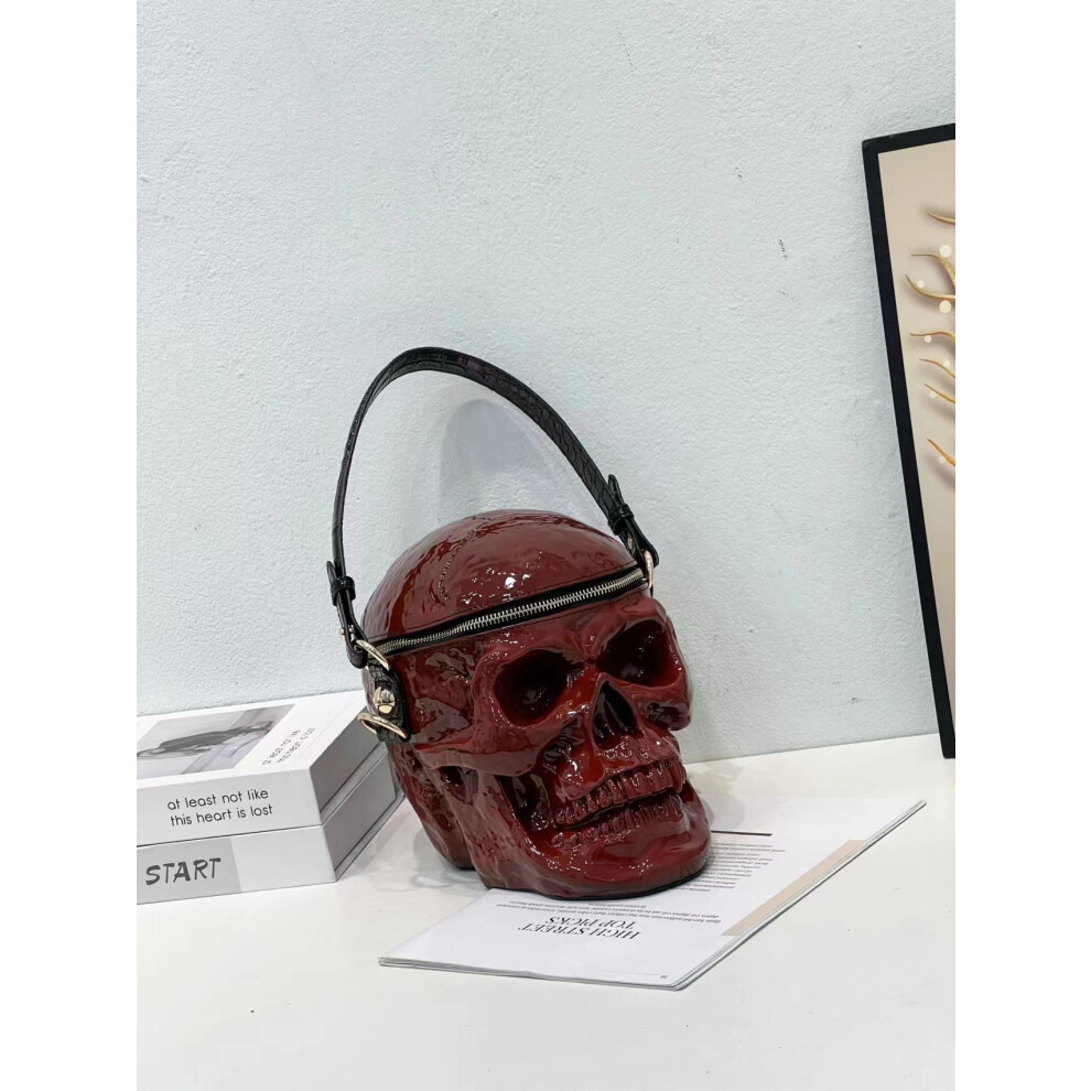 (Claret) Skull bag funny Halloween style handbag bag one-shoulder crossbody bag