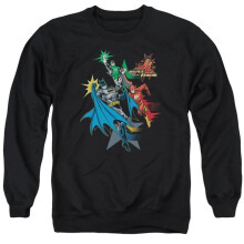Trevco Sportswear JLA301-AS-5 JLA Action Stars Adult Crewneck Sweatshirt, Black - 2X