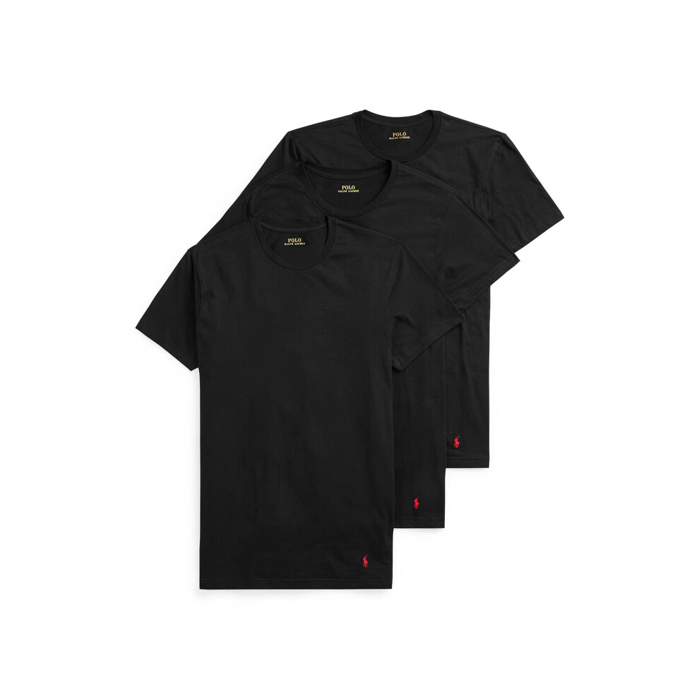 POLO Big Ralph Lauren Men's Classic Fit Cotton Crew Undershirt 3-Pack  Black/Red  2X Tall