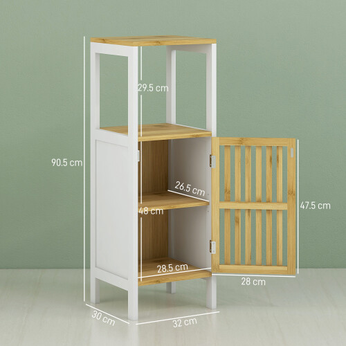 Homcom HOMCOM Bathroom Floor Cabinet Bamboo Bathroom Cupboard with Adjustable Shelf 2