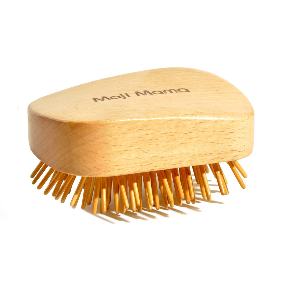 Mijn Maji Mama Handmade Natural Wooden Hair Brush Hairbrush With Bamboo Pins Massage Scalp & Detangling All Hair Types