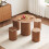 (Walnut surface + walnut bottom) 0.8 m diameter dining table with 4 stool sets 1