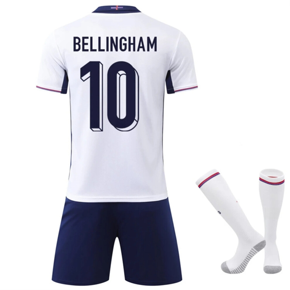 (XL(180-190CM)) 24/25 Home White Activewear No.10 Bellingham Football Fans Training Shirt Kits For Kids And Adults