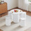 (Marble surface + white bottom) 0.8 m diameter dining table with 4 stool sets 1