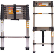 Stainless Steel Multi-Purpose Collapsible Industrial Ladder with Adjustable Step for Roof Work, Window Cleaning, Indoor Decorating, Max Load 330lbs