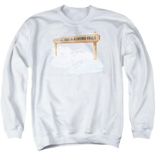 Trevco Sportswear PAR140-AS-2 Its A Wonderful Life Bedford Falls Adult Crewneck Sweatshirt, White - Medium