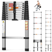 Telescopic Loft Ladder Collapsible Step Ladders Securing Bolt 3.2m/10.5Ft 3.2M EN131 11 Steps Extension Ladder DIY Multi Purpose