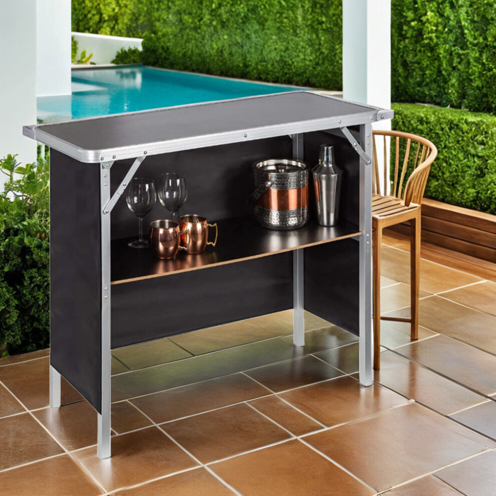 2-tier Portable Aluminum Alloy Bar Table