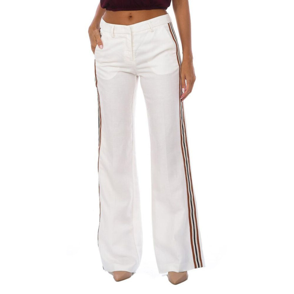 (white, 40-EU) Pantalón Largo Chichi Market De Tejido Suave 4jf155776 Mujer