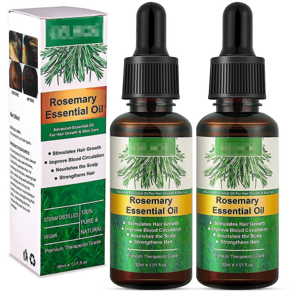 2Pcs Rosemary hair care essential oil nourishes hair roots, strengthens hair and repairs dense hair