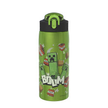 Zak Designs Minecraft Water Bottle for Travel and At Home  19 oz Vacuum Insulated Stainless Steel with Locking Spout Cover  Built-In Carrying Loop  Le