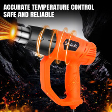 (Orange) 2000W Professional Heat Gun Dual Speed with 4 Nozzles&2M Cable for Shrinking PVC, Paint Stripping, Crafts & DIY Projects
