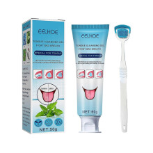 Tongue Cleaning Gel with Tongue Scraper Brush Fresh Breath Oral Clean Tool