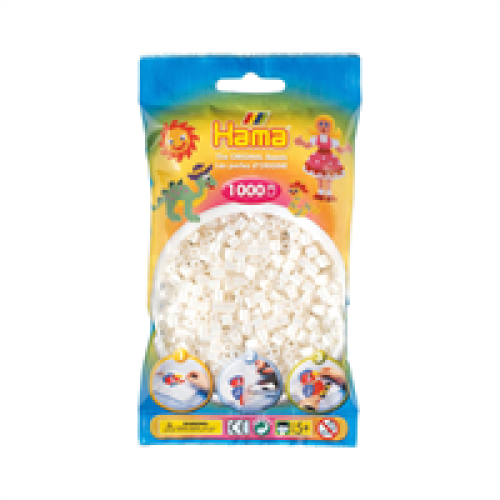 Hama Hama 1000 Midi Beads In Bag Cylindrical Plastic - Pearl