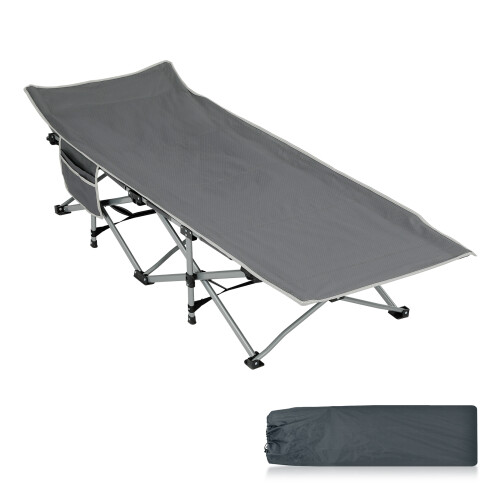(Grey) Adults Side Outdoor Portable Sleeping Bed 2