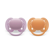 Philips Avent Ultra Soft Baby Soother 6-18 Months 2 Pack-Purple/Orange