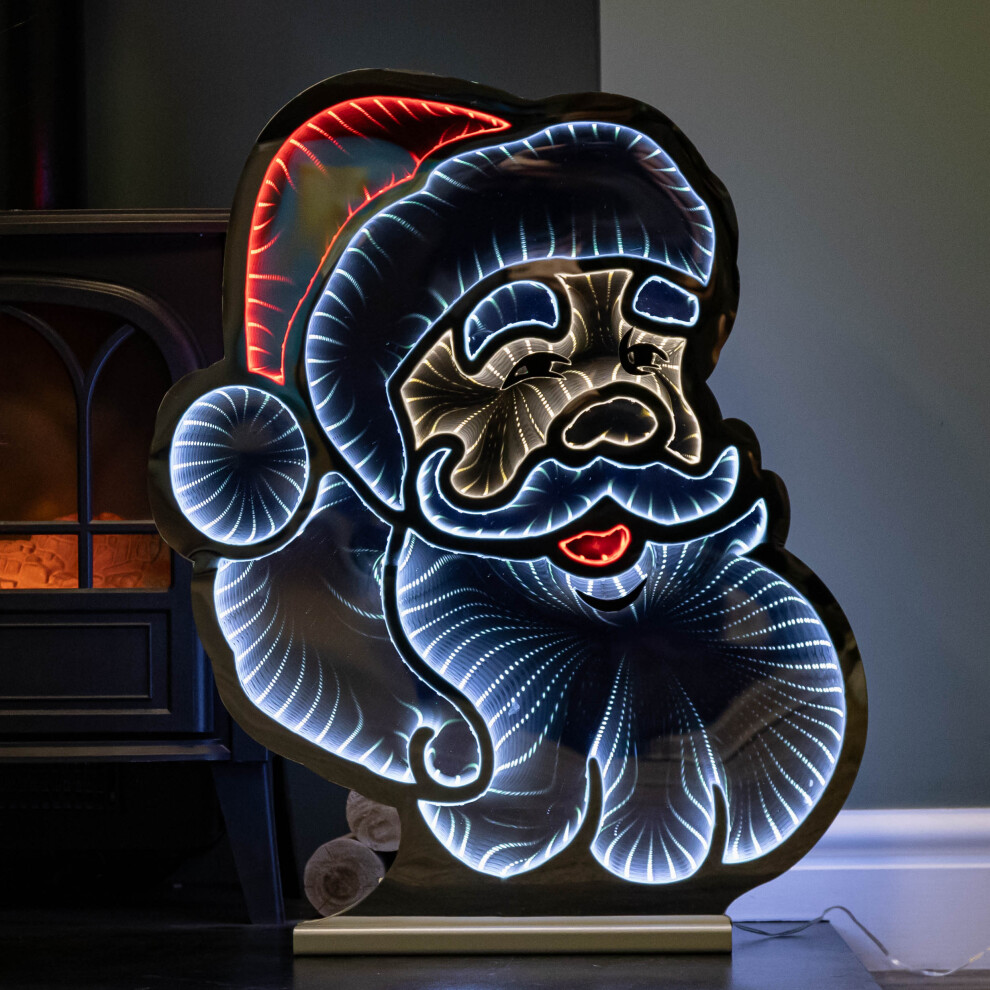 60cm Santa's Face Infinity Christmas Decoration with Red & White LEDs