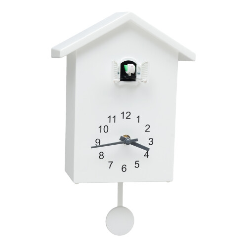 White Cuckoo Wall Clock with Window Chiming