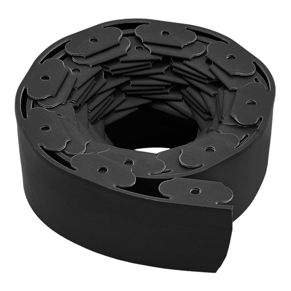 Black Plastic L Shaped Garden Edging with 30 Ground Pegs, L10m x H 5cm