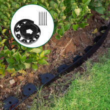 Black Plastic L Shaped Garden Edging with 30 Ground Pegs,L10m x H 10cm