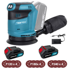 Cordless Orbital Sander 125mm +12x Discs+2Battery 3.0A+Charger-MakitaDBO180Z Compatible