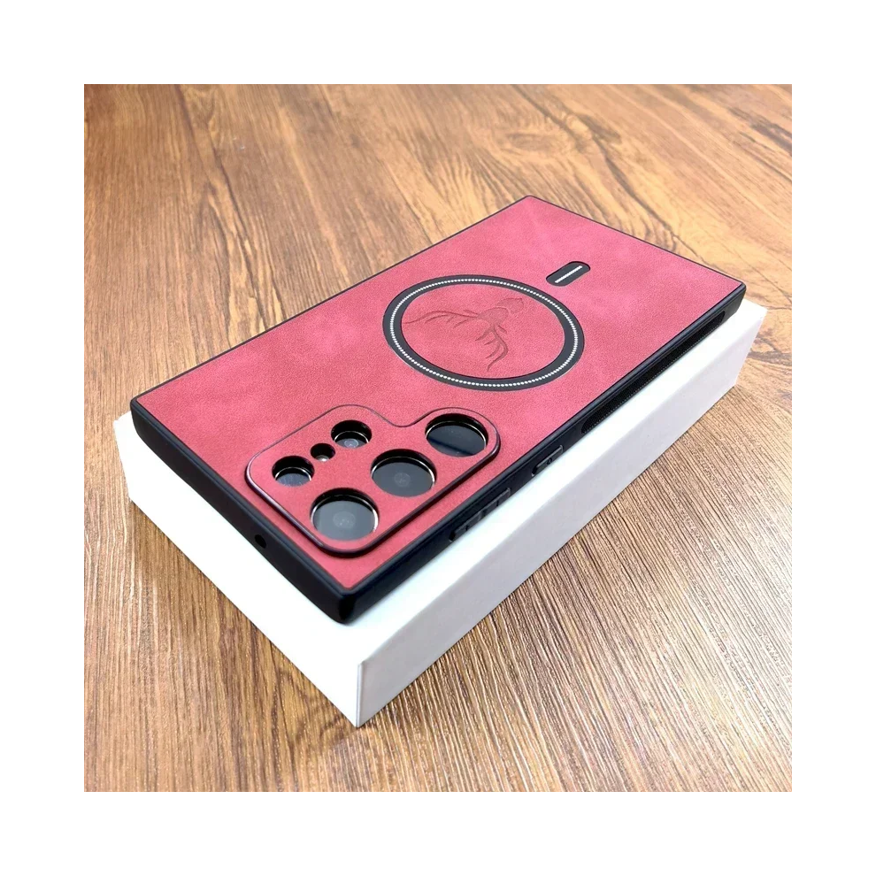 (, For Samsung S24) Vintage Pu Leather Case For Magsafe Wireless Charg Red 967854483819