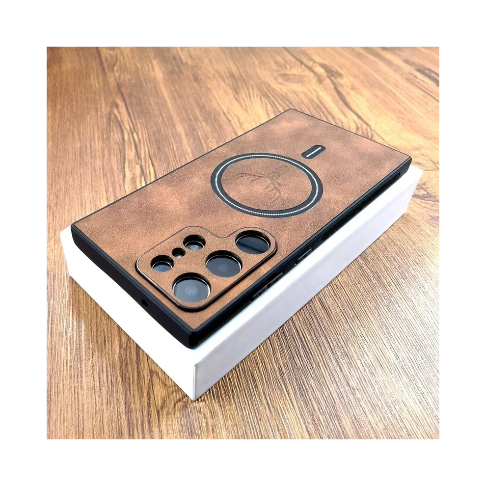(Dark For Samsung S22 Plus) Vintage Pu Leather Case For Magsafe Wireless Charg Brown 967854484113