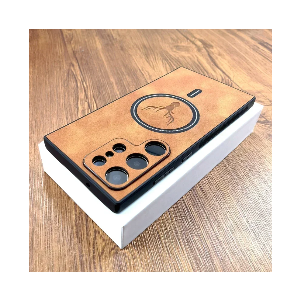 (Light For Samsung S22) Vintage Pu Leather Case For Magsafe Wireless Charg Brown 967854484151