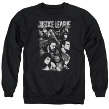Trevco Sportswear JLM111-AS-2 Justice League Movie Pushing Forward Adult Crewneck Sweatshirt, Black - Medium