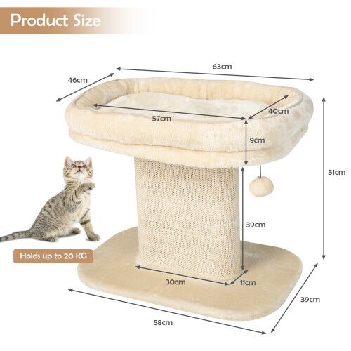 Costway 2-Tier Cat Tree Cat Tower Kitten Activity Center With Cozy Cat Bed 1