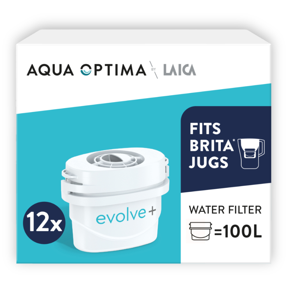 Aqua Optima Water Filter Evolve+ 12 pack (12 Months Supply), Brita Compatible