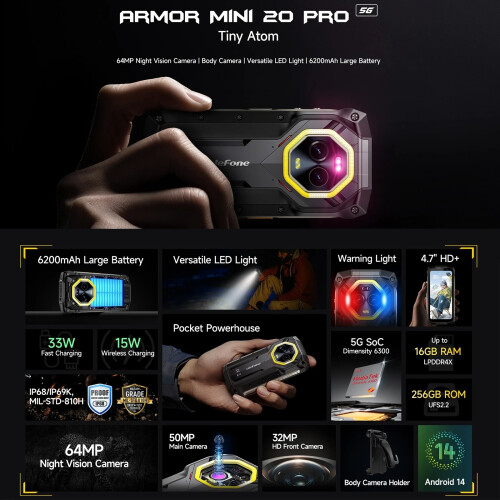 Ulefone Ulefone Armor Mini 20 Pro 5G Rugged Smartphone 8GB+256GB 1
